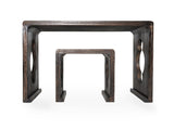 one-body style Paulownia Wood Guqin Table/Stool Set -- 一體式燒桐木古琴桌椅套裝